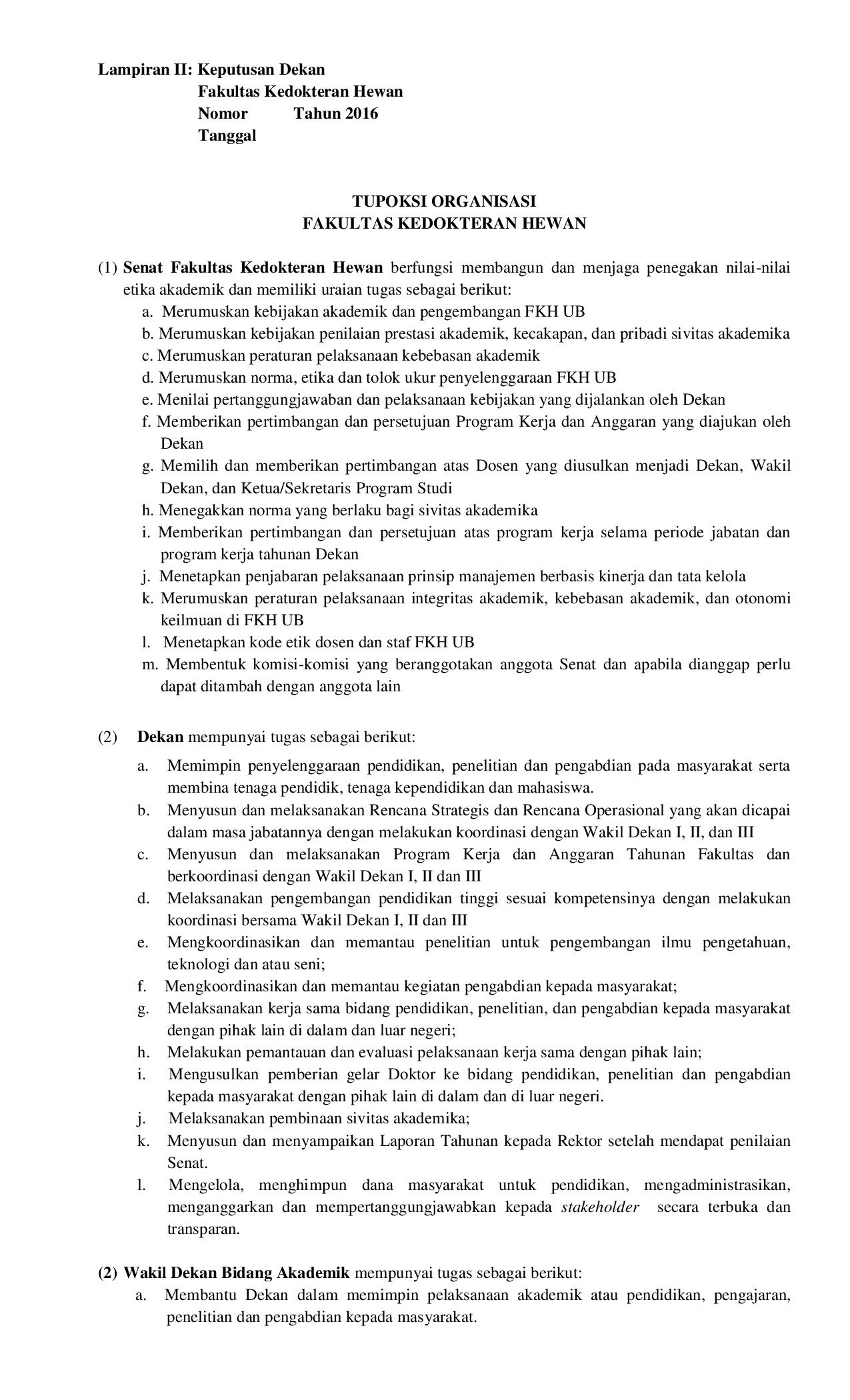 Draft SK Struktur Organisasi FKH UB rev 12 Juli 2016 1 page